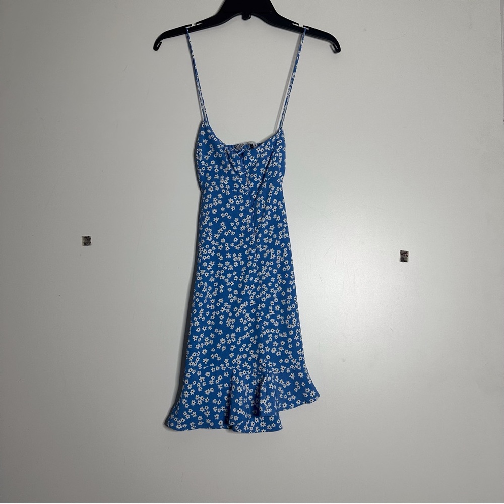Zara blue floral tank mini sun dress - Picture 5 of 5
